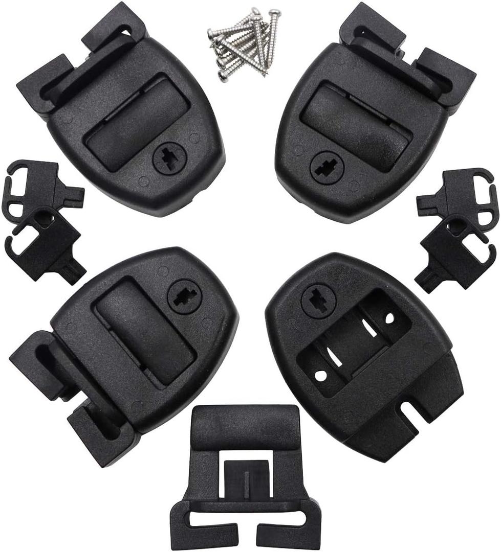 4 Set Hot Tub Spa Cover Locks w/Key Pinch Center Release - Strap Buckle Broken Latch Repair Kit with Screws (Style 2)