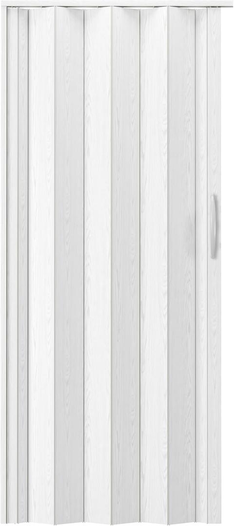 48" W Premium Foldable Accordion Doors, Double Walled Heavy Duty Folding Doors for Interior, Privacy Room Divider, White Oak