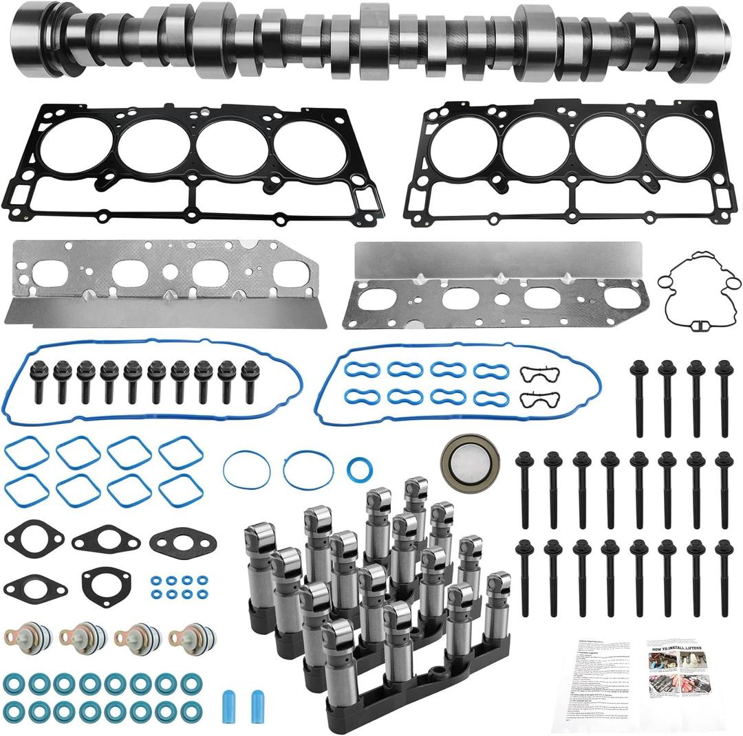 Non MDS 5.7L Hemi Camshaft Lifter Kit With MLS Head Gaskets Bolts Set Timing Cover Gasket, Compatible with 2009-2015 Dodge Ram 1500 Chrysler Aspen, Replace# 53022263AF 53021720AB TCS46049