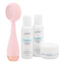 Clean Pro - Electric Facial Cleansing Brush, Smart Facial Device with Silicone Brush & Heated Anti-Aging Aluminum, Gemstone, Precious Metal Massager (Blush Rose Quartz + Starter)