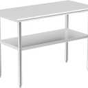 Stainless Steel Table for Prep & Work, 24x48 Inches, Metal Commercial Heavy Duty Table with Adjustable Under Shelf for Restaurant, Home and Hotel