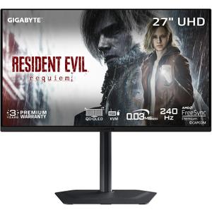 GIGABYTE - MO27U2-27" QD-OLED Gaming Monitor - UHD 3840x2160-240Hz - 0.03ms GTG - AMD FreeSync Premium Pro, G-SYNC Compatible - Type C KVM - HDMI, DP, Type-C - Height and Tilt Adjustable - Black