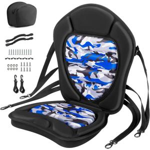 Extra Thick Kayak Seat with Back Support, Hard Support Kayak Replacement Seat Paddle Board Seat with Storage Bag for Sit-On-Top Kayaks, Canoe, SUP (Blue)