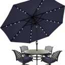 MASTERCANOPY Patio Umbrella with 32 Solar LED Lights -8 Ribs (11ft,Navy Blue)