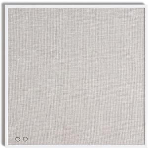 U Brands Farmhouse Linen Bulletin Board, 14"x14", White Metal Frame, Industrial Grade Pinning Surface