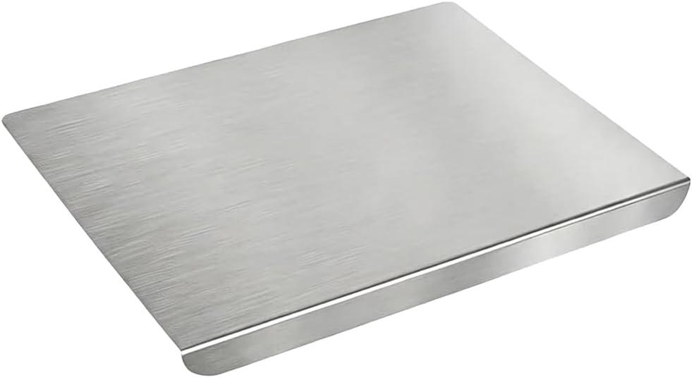 Stainless Steel Cutting Board w/Lip, Non‑Slip Double‑Sided Board, 40×50cm.