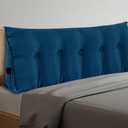 Wenqik Wedge Pillow Queen Triangular Headboard Bed Reading Backrest Back Support Long Pillow with Removable Cover for Dorm Room Supplies Housewarming Gift(Blue) (Queen (59 x 20 x 8 Inch))