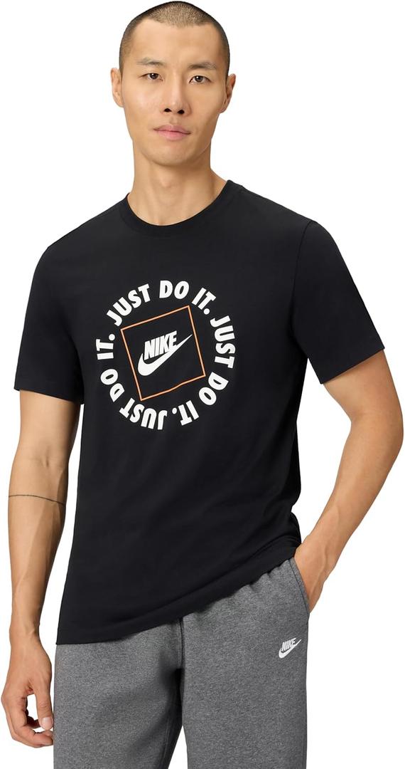 Nike Mens Sportswear Club T-Shirt (Just Do It Circle) (Large, Black)