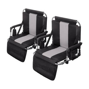 GREEN PARTY Stadium Seat for Bleachers Portable Outdoor Floor Folding Stadium Chair with Armrest, Back Support, Cup Holder, Mesh Bag and Hide Hooks