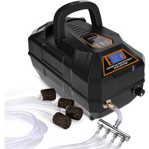 hygger Rechargeable Aquarium Pond Air Pump, Powerful Quiet Commercial Tank Air Pump with Hose Air Stone Check Valve Adjustable Flow Diverter Valve for Fishing Yacht/Power Outages/Hydroponic (238GPH(15L/Min))