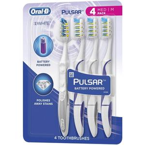 Oral-B Pulsar Vibrating Bristles Toothbrush, Medium, 4 Pack (Colors May Vary)