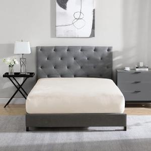 Cathay Home Queen Plush Fur Fitted Sheet - Ultra Soft & Thick Plush Fur - All Season Cozy Warmth - 12" Deep Pocket Fitted Sheet Only (Queen, Cream)