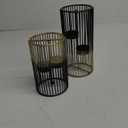 Juvale Set of 2 Black and Gold Geometric Candle Holders for Modern Table Decor (2 Sizes) - Black and Gold Candle Holder Set for Table Centerpieces