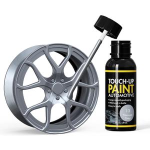 Titanium Gray Rim Touch Up Paint, Automotive Touch Up Paint Bottles with Brush, Car Wheel Scratch Repair Touch Up Paint, Quick and Easy Fix Rim Scratches, Chips, Curb Rashes and Surface Damage
