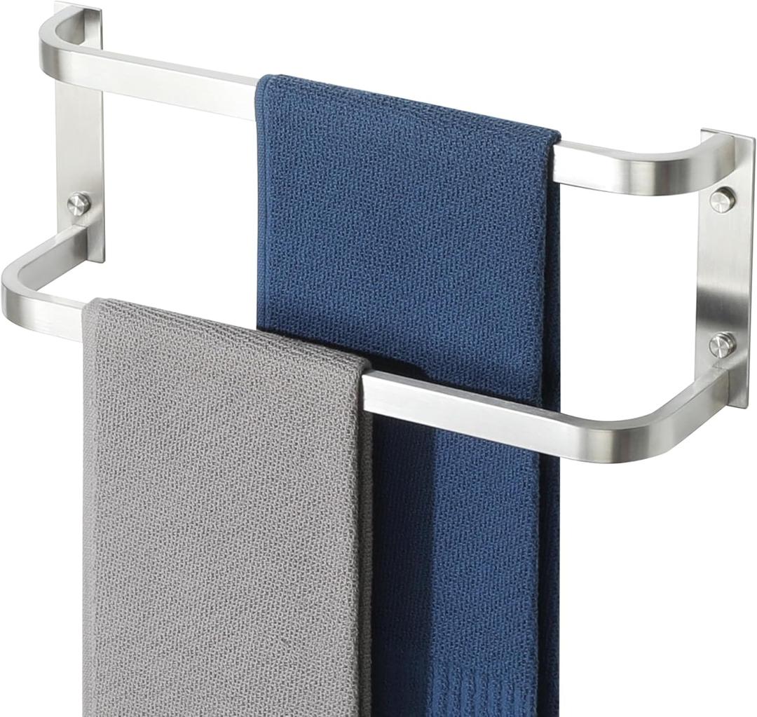 Alise Double Towel Bars 16 Inch, Towel Rack for Bathroom Stainless Steel Bathroom Towel Rack Wall Mounted Towel Holder, Brushed Nickel