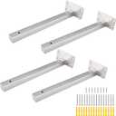 Luomorgo 4 Pcs Floating Shelf Bracket 10 Inch Shelf Brackets Heavy Duty Silver Blind Shelf Support Bracket, Stainless Steel Hidden Wall Mounted Shelf Brackets with Screws & Wall Plugs