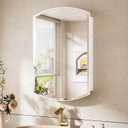 TokeShimi 20 x 30 Oval Medicine Cabinet with Mirror Recessed, Metal Surface Mounted White Arched Medicine Cabinet with Mirror Beveled with Storage Bathroom