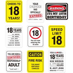 WERNNSAI 18th Birthday Party Decorations - 9PCS Wall Signs Funny Tags for Teens 18 Years Old Party Decor 18th Party Banner Table Centerpieces Door Wall Windows Signs Picture Props for Boys Girls