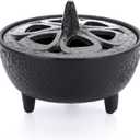 JUXYES Vintage Tripod Incense Burner Holder with Lid, Cast Iron Incense Holder Metal Cauldron Censer Antique Cone Coil Incense Burner Holder for Incense Resins, Charcoal, Cones or Wax Melts (Small)