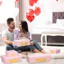 Kolldenn 5 Senses Gift Boxes for Him Her Five Senses Gift Bags Nesting Gifts Box with Lid for Valentine's Day Wedding Anniversary Birthday Party Decor for Husband Boyfriend 5.1'' to 13.8''(Pink)