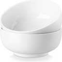MALACASA Salad Bowls Set, 44 OZ (7") Large Soup Bowls Cereal Bowl for Kitchen, White Ceramic Bowls Set of 2, Dishwasher & Microwave Safe,Series REGULAR