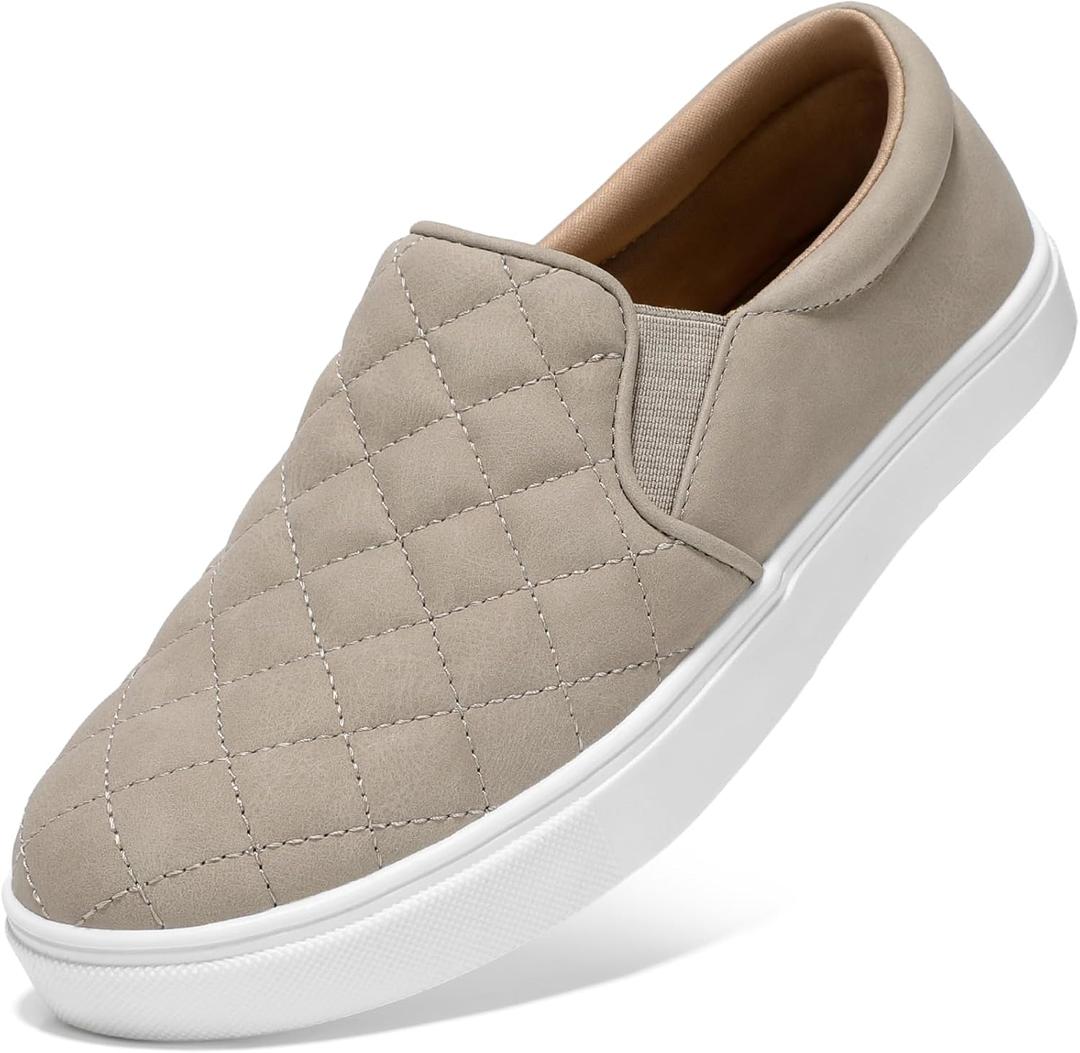 STQ Loafers for Women Memory Foam Slip On Sneakers EleeS Quilted 1.0 Comfort Fall Shoes, Size shoes 9.5
