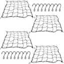 4PCS Grow Tent Net, Flexible Net Trellis Fits 4x4ft and More Size, Stretchy Trellis Netting with Hooks for Garden Balcony Yard Plants Growing and Climbing, Black