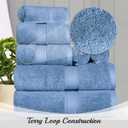 SUPERIOR Egyptian Cotton Pile 3 Piece Towel Set, Includes 1 Bath, 1 Hand, 1 Face Towel/Washcloth, Ultra Soft Luxury Towels, Thick Plush Essentials, Guest Bath, Spa, Hotel Bathroom, Denim Blue