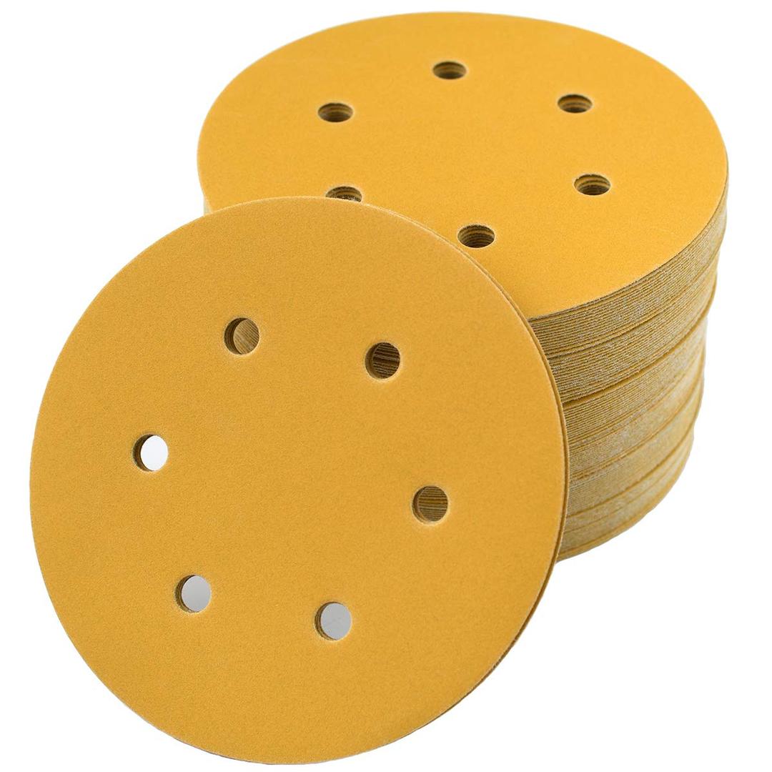6-Inch 6-Hole Hook and Loop Sanding Discs 320-Grit, Random Orbital Sandpaper for Automotive and Woodworking, 100-Pack