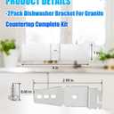 2 Pack Granite Dishwasher Mounting Bracket Kit Fits for All Solid Surfaces, Quartz, Corian, Granite, and Marble Countertops, Dishwasher Mounting Clips with Screws Replace 8269145 AP6012289