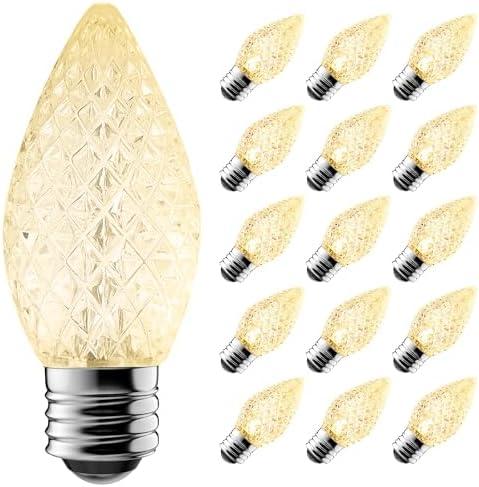 Upgraded 25-Pack C7 LED Christmas Light Replacement Bulbs, Shatterproof LED Bulbs for E12 Base Sockets for Christmas String Lights, Outdoor Waterproof Christmas Village Bulbs - Warm White