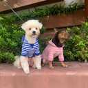 YQYS Dog Hoodie with Leash Hole, Striped Cotton Sweatershirt for Small Dogs, Good Look Outfits in Park, Daily Wear Warm Puppy Apparel for Indoor Outdoor Walking Pink Small