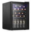 Antarctic Star Beverage Refrigerator Cooler Black, 1.7 Cu.ft, 40°F to 61°F, Mini Fridge for Soda, Beer, Wine, Glass Door,Adjustable Shelves & Digital Temperature beverage cooler for Home, Office Bar