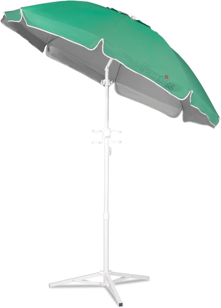 6.5ft Portable Beach Umbrellas for Sand Beach UV 50+ Umbrella with Tilt & Steel Pole, Protection with Heavy Duty Anchor, Patio Umbrella with Carry Bag