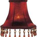 Livex Lighting S158 Bell Clip Chandelier Shade with Amber Beads, 3" x 6" x 5", Red Silk