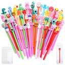 TOEMUR 140 Pcs Cute Pens Set - 70 Fun Character Pens Bulk with 70 Pen Bags, Animal & Cartoon Gel Pen for friends, Office, Birthday & Christmas Gifts, Party Favors (Colorful)