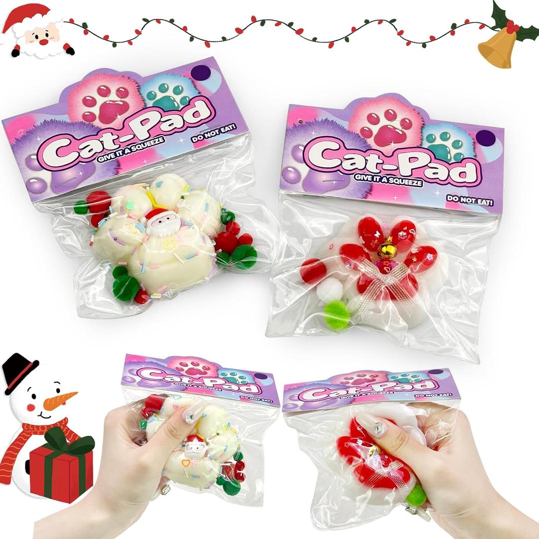 2Pcs Taba Squishy Toys,Valentines Cat Paw Cute Kawaii Squeeze Toys ,Sticky Squishy Fidget Toys Silicone Squeeze Toy for Stress Relief,Cute Soft Toys,Best Valentines Gift for Anniversary (2cream+red)