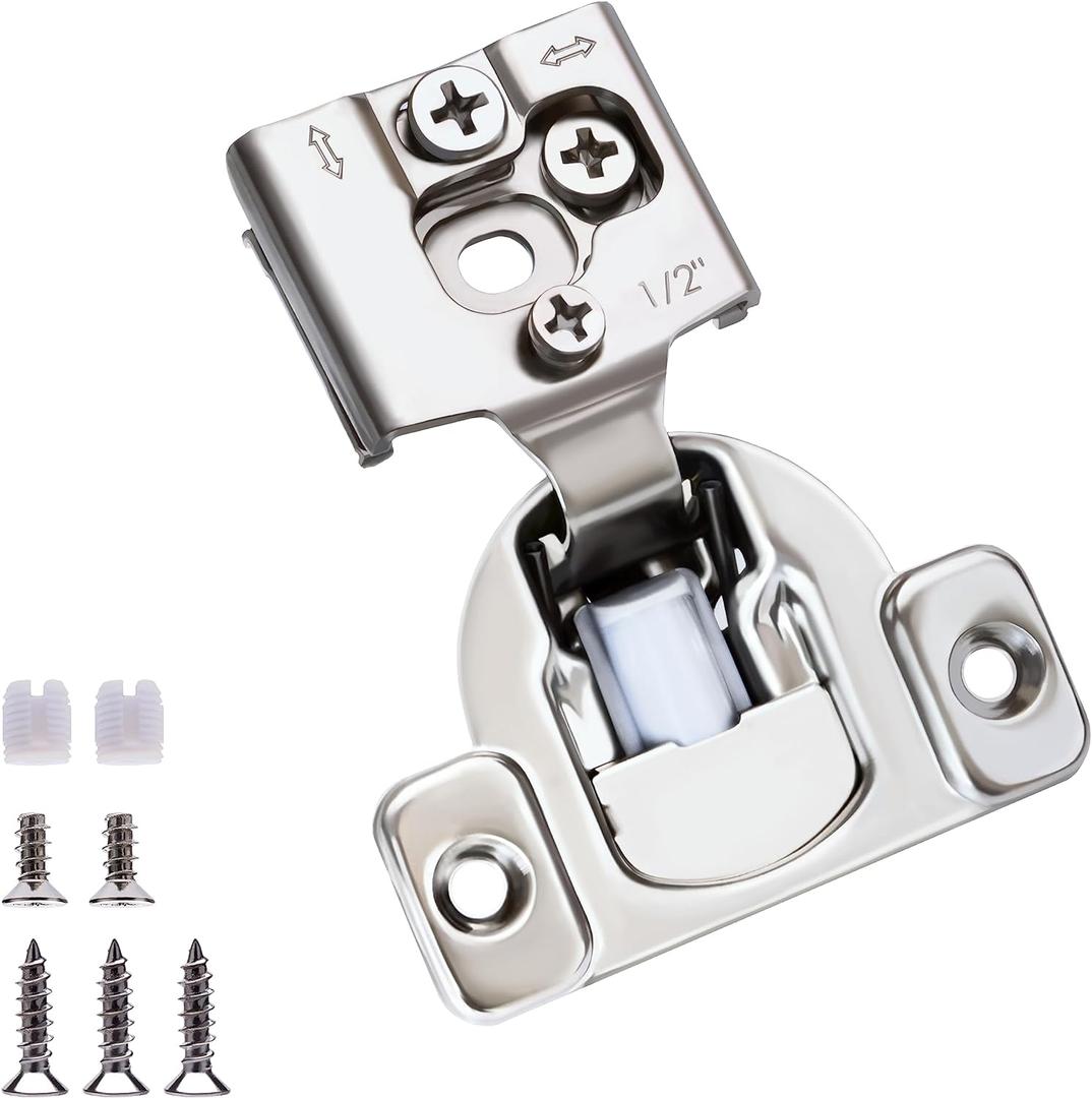 Soft Close Cabinet Hinges, HTCELLE 20 Pack 5 Pair 1/2 inch Overlay Self Slow Closing Door Hinges for Kitchen Cabinets, Face Frame Cabinet Concealed Hinges with Built-in Damper, 3 Way Adjustability