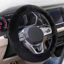 Coverado Winter Fluffy Steering Wheel Cover, Upgraded Anti-Slip Fuzzy Furry Car Steering Wheel Cover, Universal 14-15 inch, Soft Plush, Warm, No Odor, Luxurious Decoration for Women Men (Black)