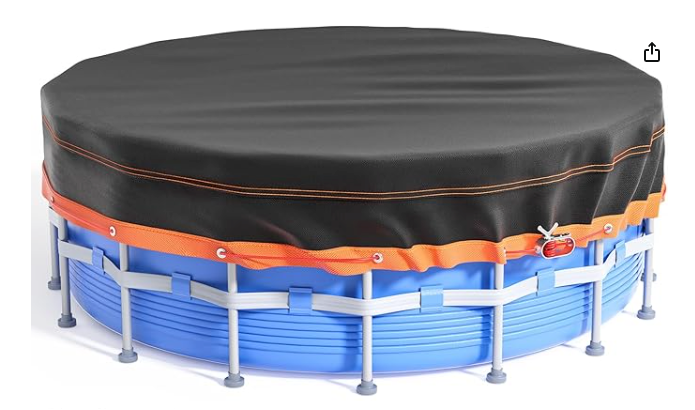 8Ft Round Pool Cover - Solar Covers for Above Ground Pools, Oxford Fabric Pool Covers for Above Ground Pools with Winch and Cable, Waterproof and Dustproof Swimming Pool Cover