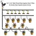 Drip Irrigation Inline Hose Filter: 3/4" x 3/4" Male Thread Connections with 120 Mesh Screen Garden Hose Y Filter for Drip Irrigation System