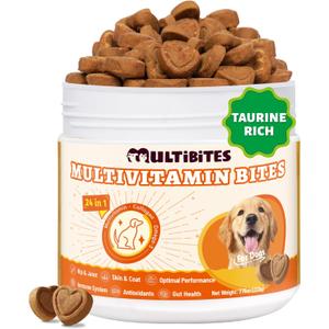 330 Bites Dog Vitamins and Supplements for Immunity Support | Dog Multivitamin with Taurine for Dogs, Coq10, Glucosamine,Omega 3 & Msm. Supports Heart Health & Antioxidant Protection