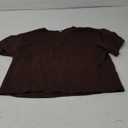 PRIMODA Women's Oversized Workout Cropped T Shirts Crew Neck Short Sleeve Casual Loose Summer Crop Tee Tops Cotton (Brown) S