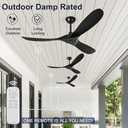60 inch Ceiling Fans Without Lights, Wet Rated Black Outdoor Ceiling Fans for Patios Outside Porch, 3 Blade Wood Ceiling Fan no Light with Remote Control, High CFM 6 Speeds, Quiet DC Motor