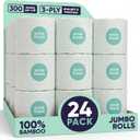 Save Trees Bamboo Toilet Paper -24 Rolls Of Septic Safe Organic Toilet Paper 3-ply, 300 Sheets Per Roll - PFAs Free, FSC Certified, Plastic & Chemical Free - For Home, Boat & RV Use