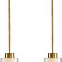 Modern Black Farmhouse Pendant Light with Glass Shade,Industrial Pendant Lighting, Adjustable Hanging Light Fixtures, Farmhouse Pendant Lighting (2 PACK, 4.72 IN glass lampshade+Bronze)