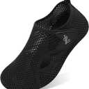 LeIsfIt Water Shoes for Women Men Quick-Dry Aqua Socks Wide Swim Beach Barefoot Yoga Exercise Wear Sport Accessories Black, 14-15 Women/ 11-12 Men