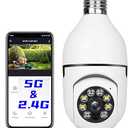 1Pcs Light Bulb Security Camera 2.4GHz & 5G WiFi Outdoor, 1080P E27 Light Socket Security Camera, Indoor 360° Home Security Cameras, Full Color Day and Night, Smart Motion Detection (1PCS, Support 5G)