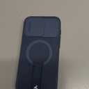 SURITCH for iPhone 15 Pro Max Case with Magnetic Camera Slide Cover and Adjustable Kickstand, Compatible with MagSafe, Shockproof Bumper Case Slim Protective Cover 6.7 Inch, Blue