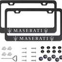 2 Pieces Aluminum Alloy Fit for Maserati License Plate Frame, Applicable to Standard US Silver License Plate Frame, FIT Mase.r.ati Black Frame